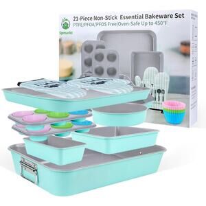 21-pieces Stackable Nonstick Bakeware Set, PTFE/PFOA/PFOS Free Baking Pans Set w